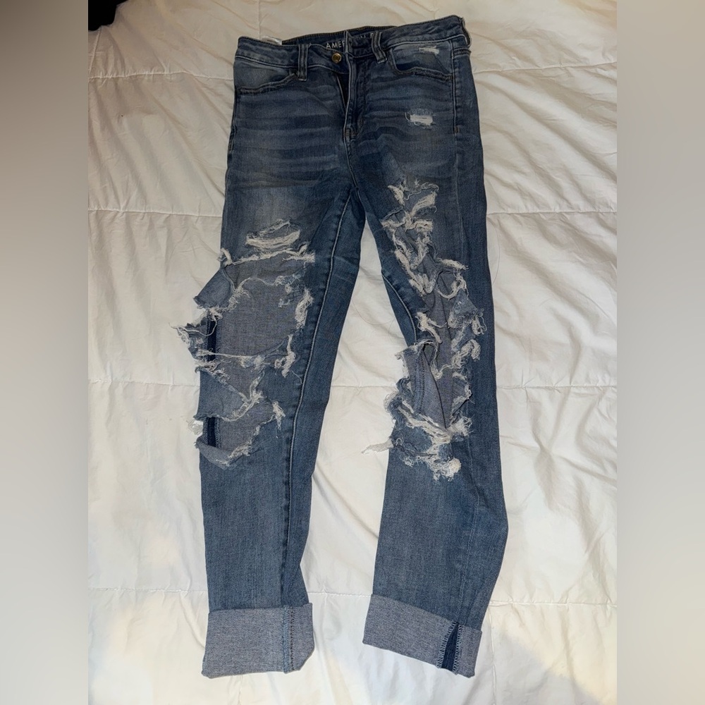 Distressed Blue Jeans